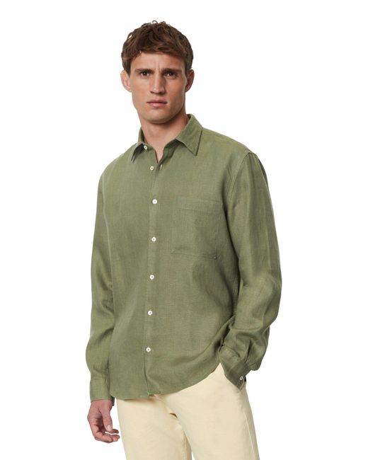 Marc O' Polo Langarmhemd aus reinem Leinen in Green für Herren