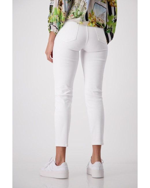 Monari White 5-Pocket-Jeans Hose weiss
