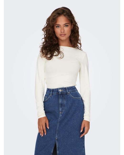 ONLY White Langarmshirt