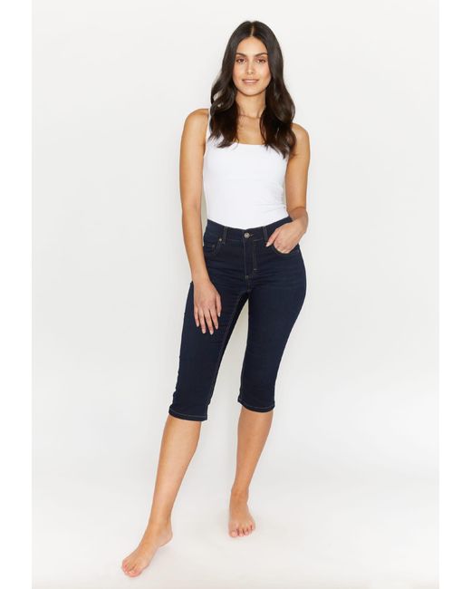 ANGELS Blue Slim-fit- Jeans Anacapri Super Stretch Denim mit Label-Applikationen