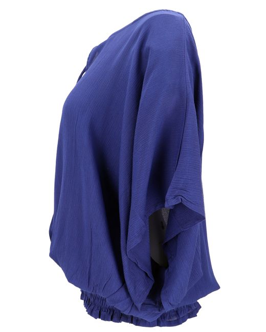 Guru-Shop Blue Longbluse Luftige Boho Bluse, Maxibluse mit Fledermaus..