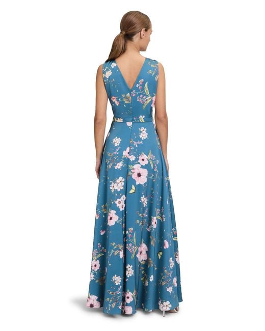 Vera Mont Blue Abendkleid mit Blumenprint Design