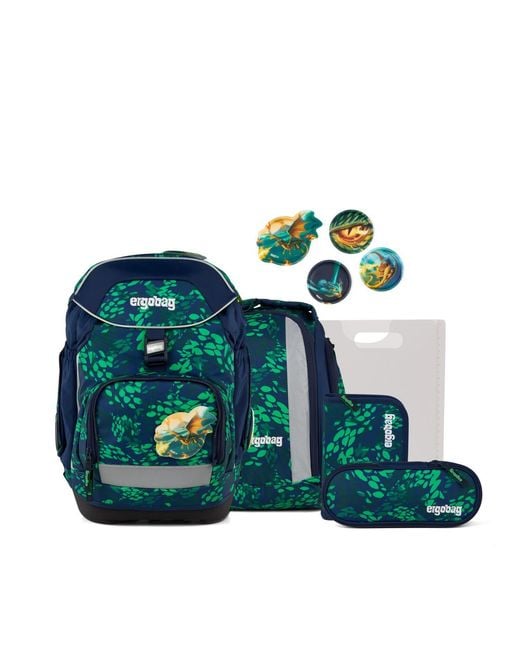 ergobag Green Schulranzen-Set PACK DrachenbezwingBär