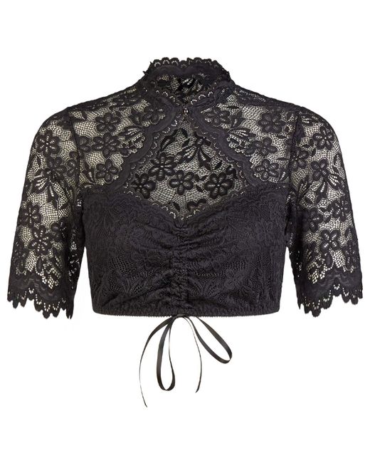 NINA VON C Black Dirndlbluse 'Sophie' Lochausschnitt 16465326, Schwarz