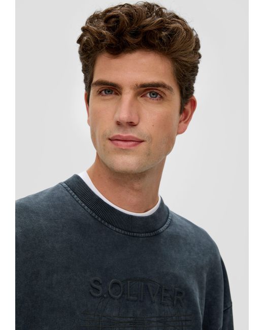 S.oliver Gewaschenes Sweatshirt mit Grafik-Print Garment Dye in Blau für  Herren | Lyst DE