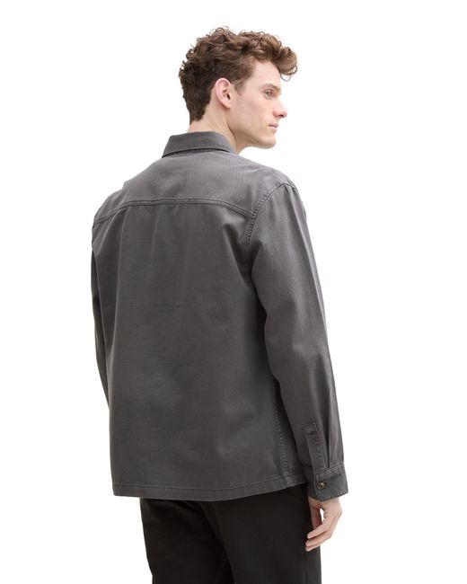 Tom Tailor Kurzarmshirt Twill-Overshirt in Gray für Herren