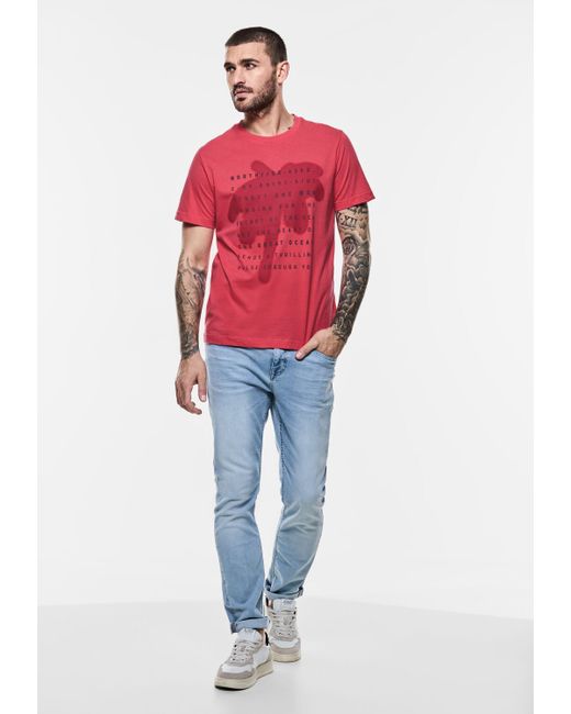 Street One Men T-Shirt aus reiner Baumwolle in Red für Herren