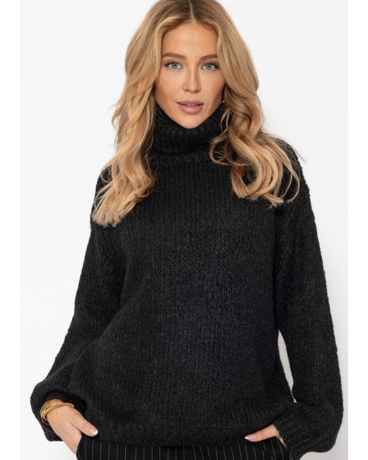 SassyClassy Black Strickpullover Oversize Pullover Winter