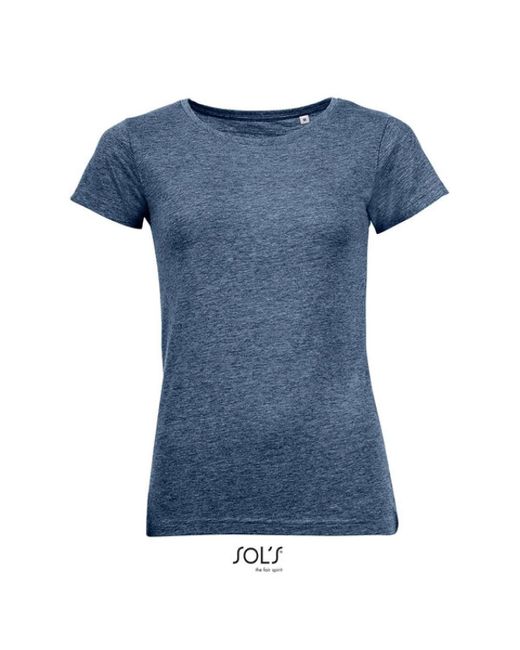 Sol's Blue Rundhalsshirt SOL'S T- Oberteil Kurzarm Baumwolle Lady Fit Slim Shirt
