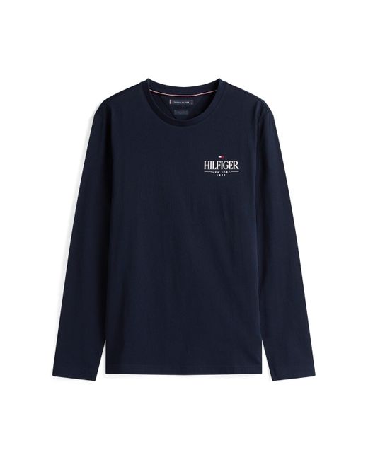 Tommy Hilfiger Tommy Longsleeve HILFIGER STACK LS TEE Kontrastfarbener Print auf der Brust in Blue für Herren