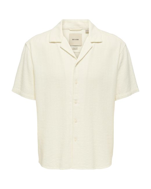 Only & Sons Kurzarmhemd ONSLATHAM RLXSS RESORT LINEN STRUC 0257 in White für Herren