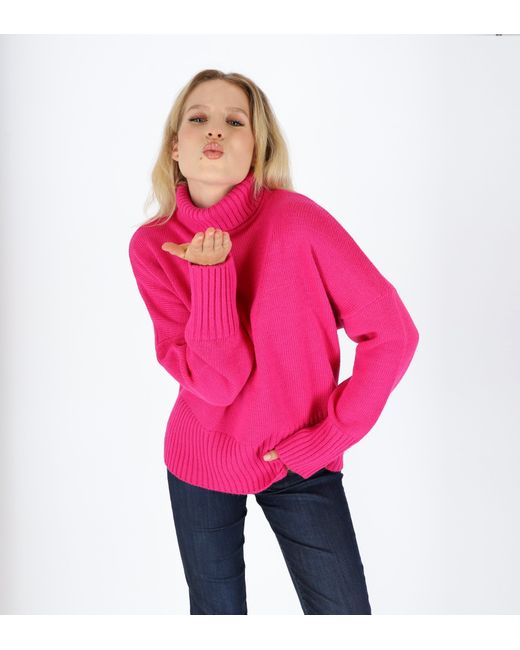halsüberkopf Accessoires Pink Strickpullover Rollkragenpullover aus hochwertigem Wollmix!