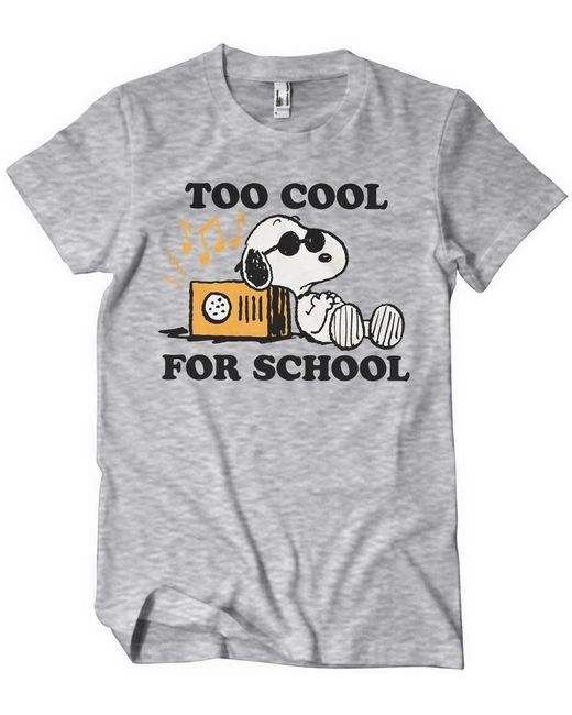 PEANUTS Worldwide LLC Snoopy Too Cool For School T-Shirt in Gray für Herren