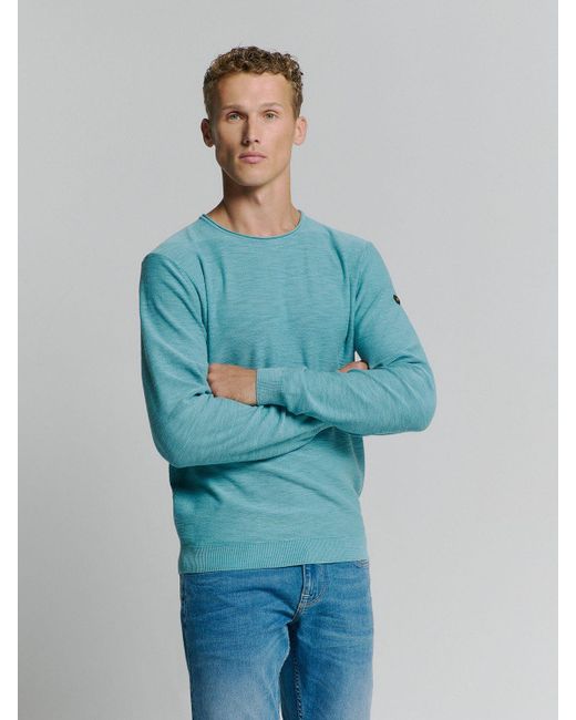 No Excess Rundhalspullover Pullover mit Rundhalsausschnitt in Blue für Herren