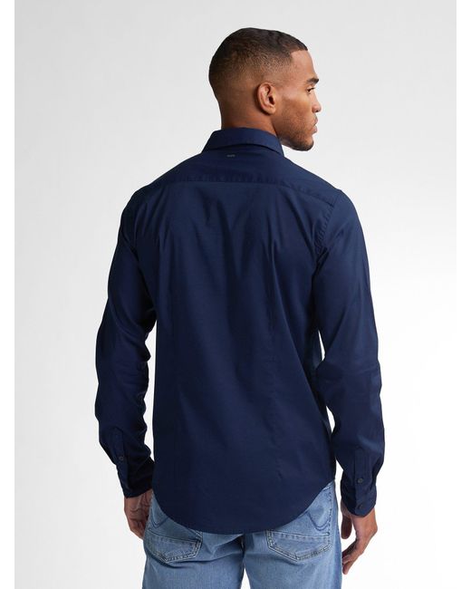 Petrol Industries Langarmshirt mit Button-Down Kragen in Blue für Herren