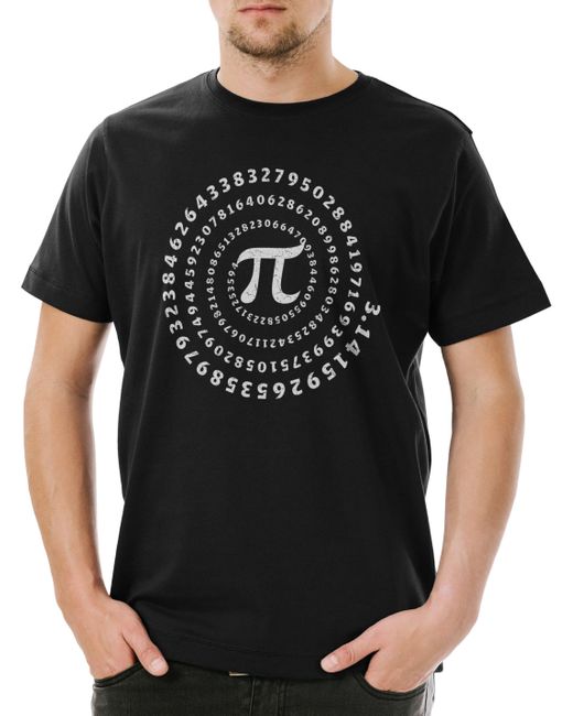 Urban Backwoods Print- Pi Spiral T-Shirt Mathe Mathematik Professor Schule Prof Lehrer in Black für Herren