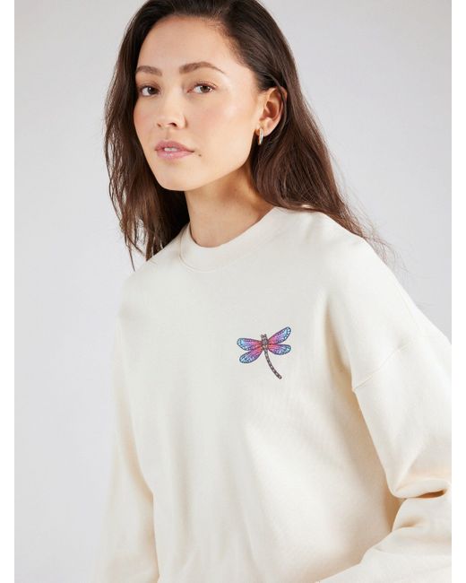 Iriedaily White Sweatshirt Libelle (1-tlg) Stickerei