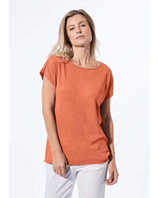 Goldner Orange T- Shirt in Leinenoptik