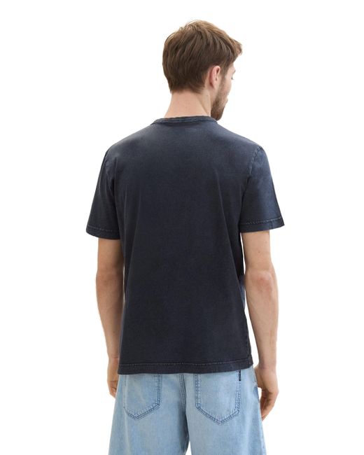 Tom Tailor Print-Shirt in vorgewaschener Optik in Blue für Herren