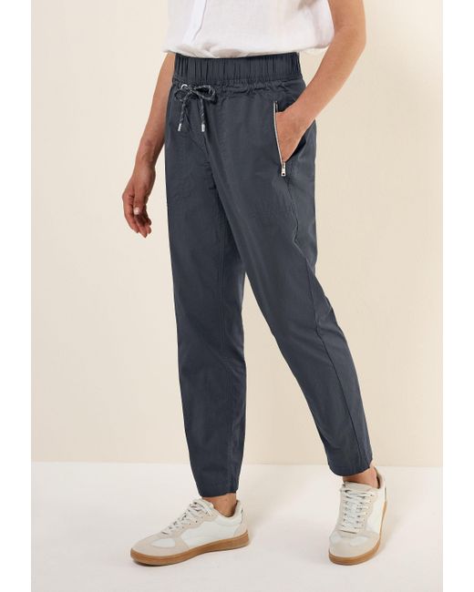 Cecil Blue Paperbag-Hose Style Chelsea mit elastischem Bund und Tunnelzug