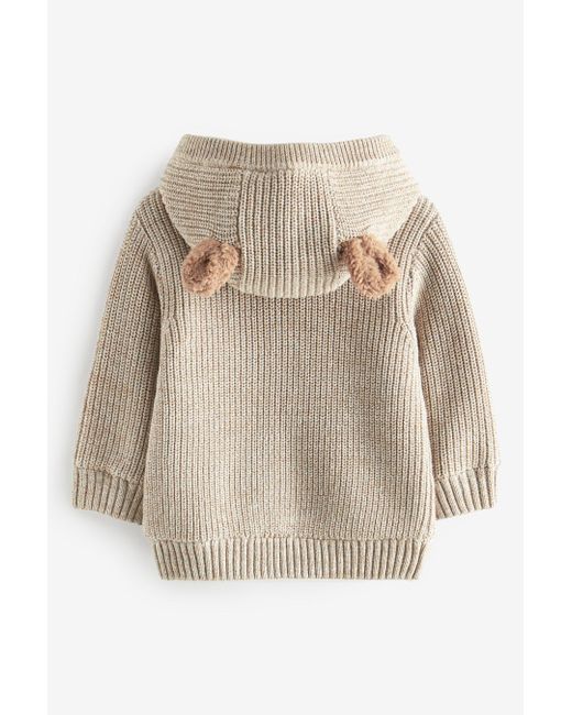 Next Strickjacke mit Kapuze und Borg-Futter (1-tlg) in Natural für Herren