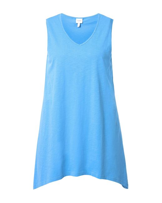 Ulla Popken Blue Longshirt Longtop Zipfelsaum A-Linie V-Ausschnitt