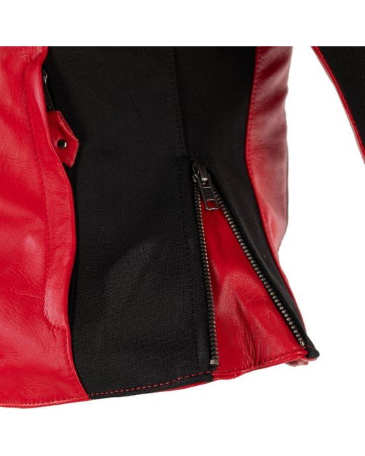 Rusty Stitches Red Motorradjacke Donna Motorrad Lederjacke herausnehmbares Innenfutter