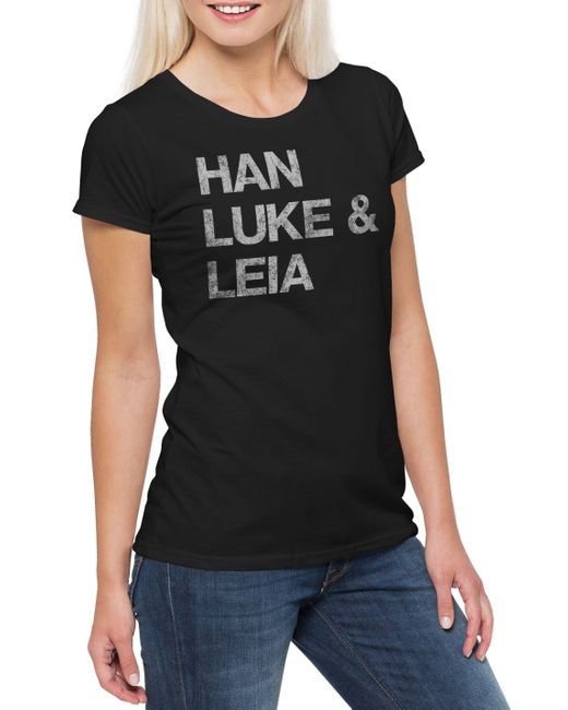 Urban Backwoods Black Print- Han Luke & Leia T-Shirt Solo Wars X Red Star Krieg Allianz
