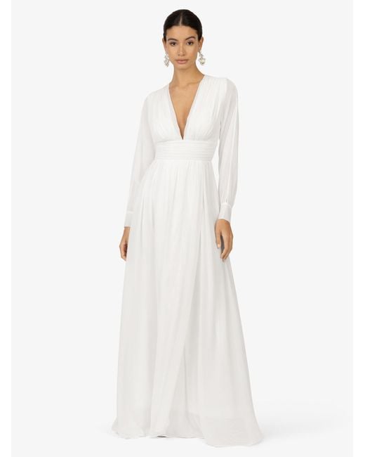 Kraimod White Abendkleid mit geschlitzten lange Ärmeln