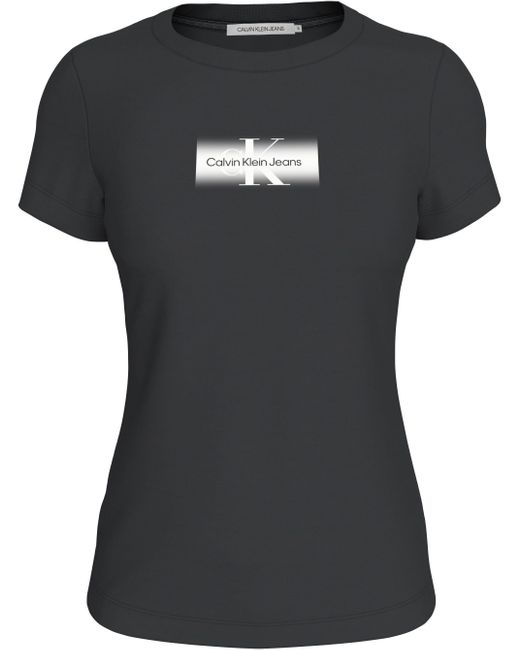 Calvin Klein Black T-Shirt OUTLINED CK SLIM TEE mit Logodruck