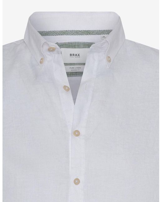 Brax Langarmhemd 44-3508 Leinenhemd in White für Herren