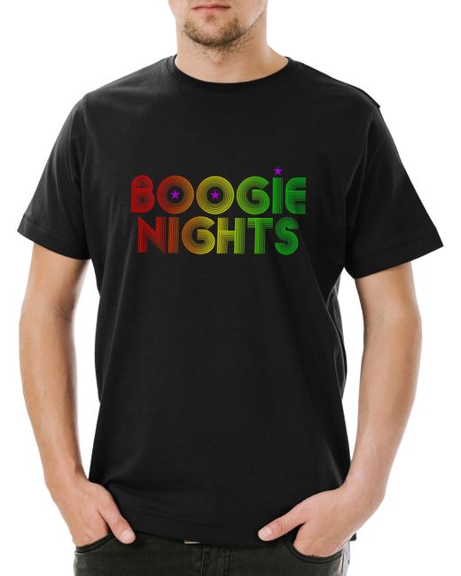 Urban Backwoods Print- Boogie Nights T-Shirt Diggler Mark John Burt Dirk in Black für Herren