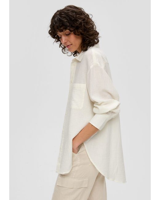 S.oliver White Langarmbluse Bluse in Oversize-Look