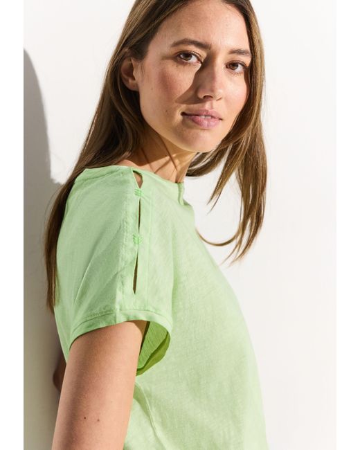 Cecil Green T-Shirt in Melange Optik