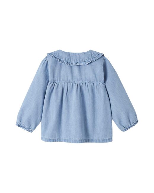 VERTBAUDET Blue Langarmhemd Baby Bluse aus Light-Denim