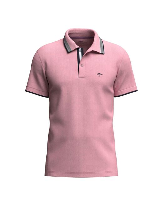 Fynch-Hatton Poloshirt Polo, contrast tipping in Pink für Herren