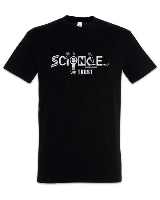 Urban Backwoods Print-Shirt In Science We Trust T-Shirt Lehrer Fun Professor Nerd Geek in Black für Herren