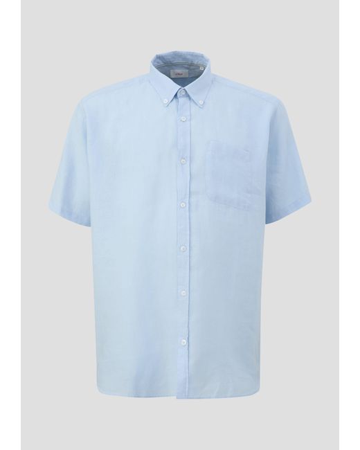 S.oliver Kurzarmhemd aus Leinen in Blue für Herren