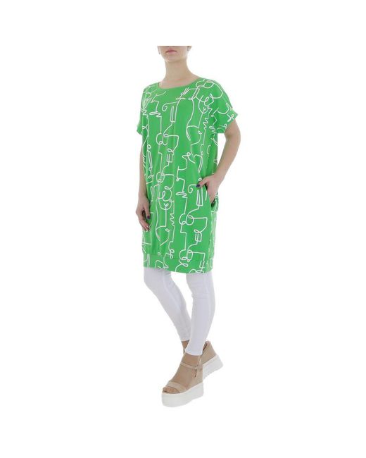 Ital-Design Green Tunikashirt Freizeit (85987291) Textprint Stretch Top & Shirt in Grün