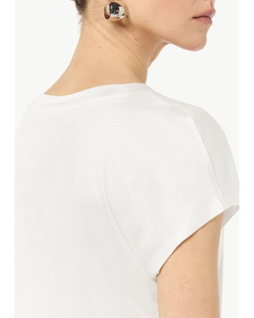 Comma, White Kurzarmshirt Fließendes Viskose-T-Shirt in Seidenoptik