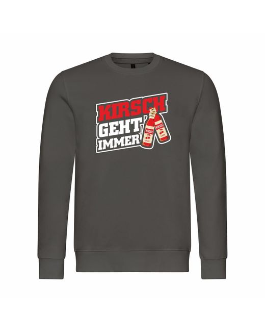 deinshirt Rundhalspullover Pullover Kirsch geht immer Mit Print Motiv, Grafik in Gray für Herren