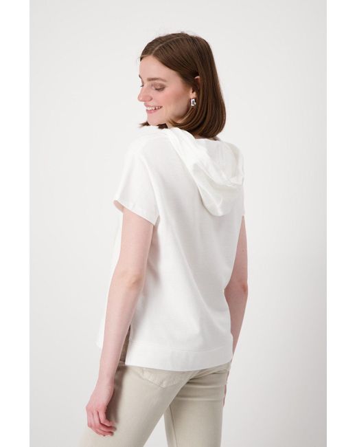 Monari White Sweatshirt mit Kapuze /2 Arm 36 (1-tlg)