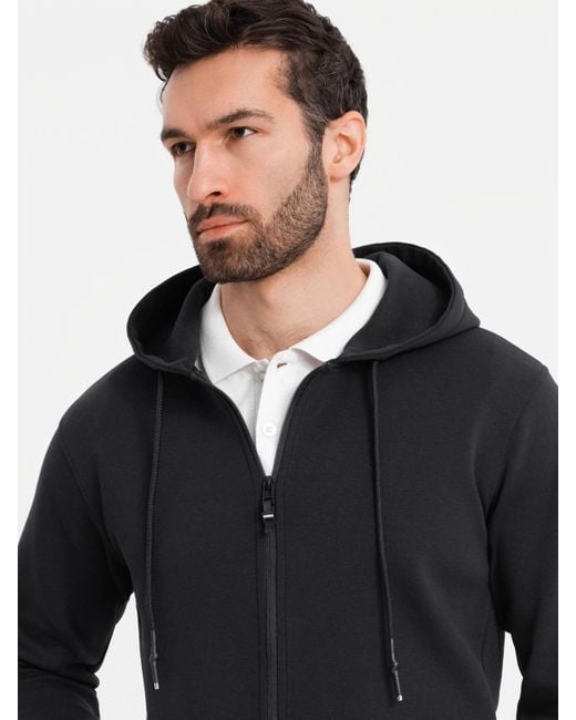 Ombre Kapuzensweatshirt Sweatshirt mit Kapuze UND Reißverschluss im Streetwear-Stil in Black für Herren