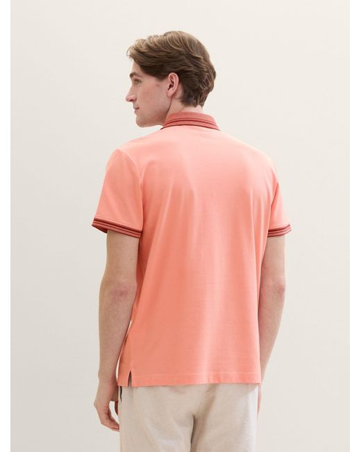 Tom Tailor Poloshirt mit Logo Print in Pink für Herren