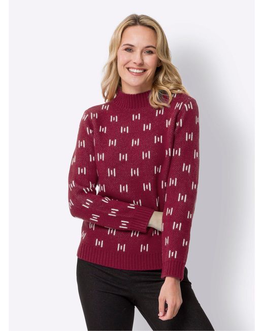 Sieh an! Red Strickpullover Stehkragenpullover