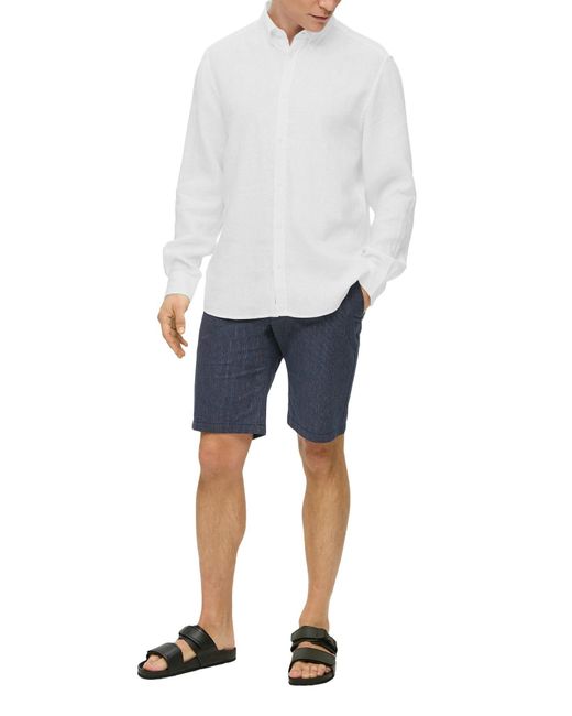 S.oliver Leinenhemd mit Button-down-Kragen in White für Herren