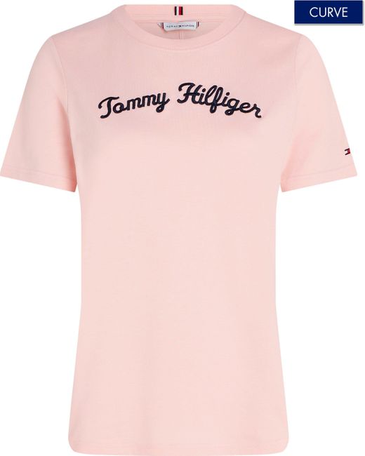 Tommy Hilfiger Pink T-Shirt CRV REG SCRIPT TEE SS Große Größen