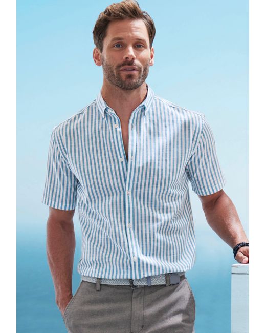 John Devin Kurzarmhemd Regular Fit, Hemd mit Button-down-Kragen aus reiner Baumwolle in Blue für Herren