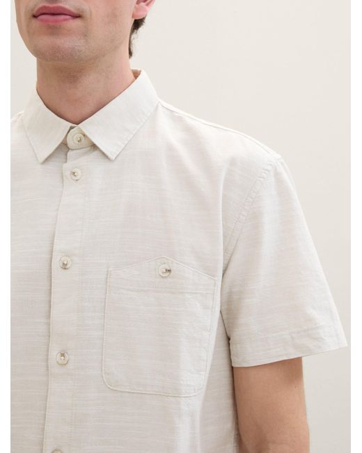 Tom Tailor Langarmhemd Hemd aus Baumwolle in White für Herren