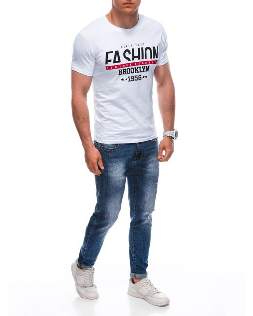 Edoti Print- -T-Shirt in White für Herren